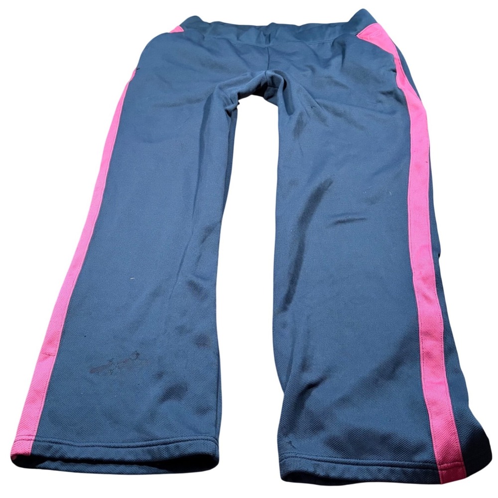 Y2k Workout Reebok Track Pants Navy Blue Pink Stripe Athletic Size Large L